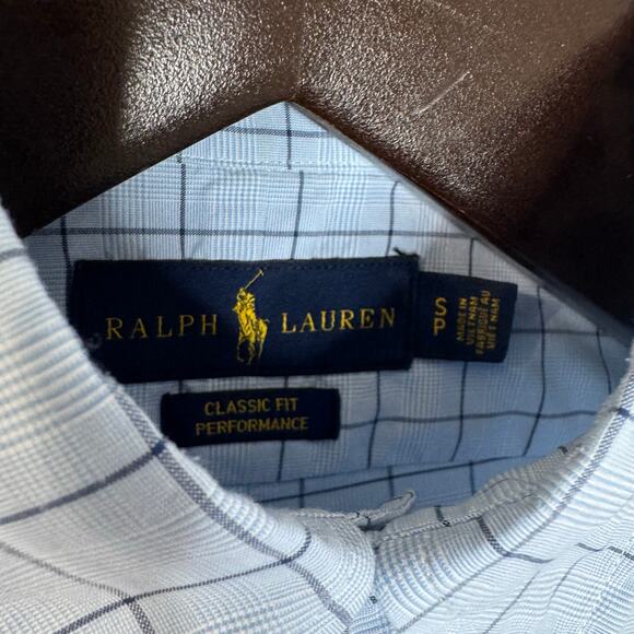 Ralph Lauren Checked Performance Twill Shirt Polo Golf Dress Shirt Blue S - Picture 7 of 7